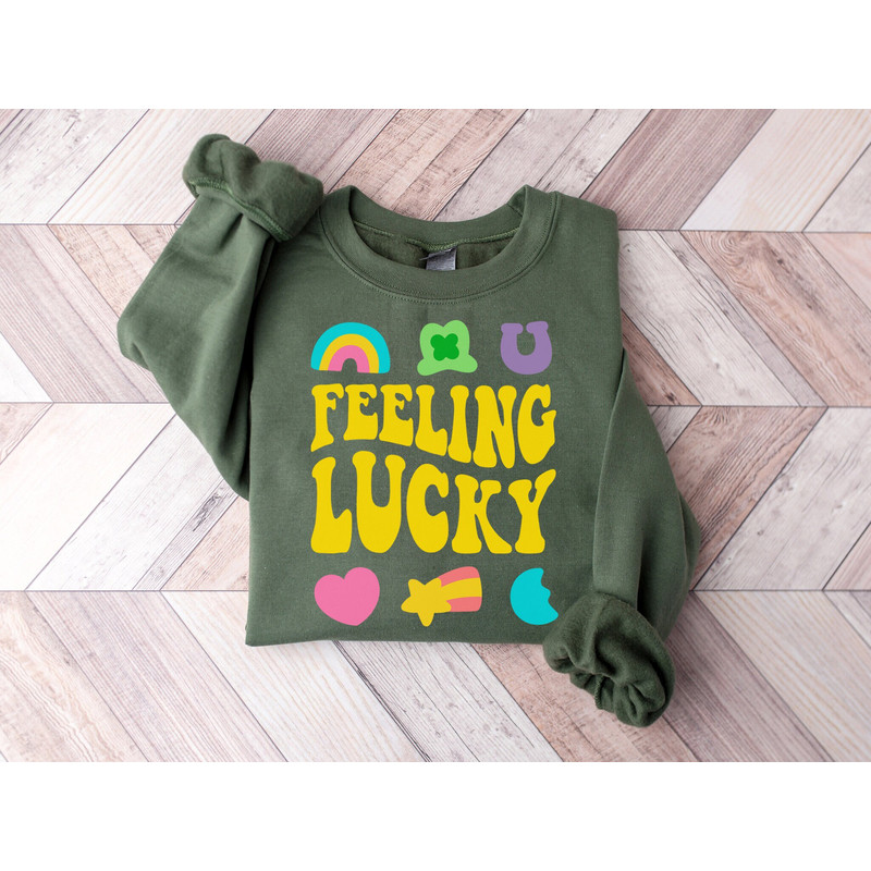 St Patrick's Day Sweatshirt for Women, Feeling Lucky, Lucky Charm Retro, Retro St Patrick's, St Patty's Crewneck, Saint Patricks Day Apparel 1.jpg
