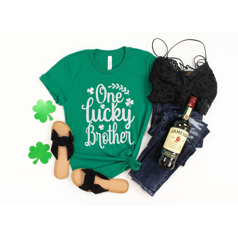 One Lucky Brother Shirt, St Patty's Lucky Shirt, Shamrock Shirt, Patrick's Day Tee, Lucky Brother T-shirt, St Patrick's Day Gift for Brother.jpg