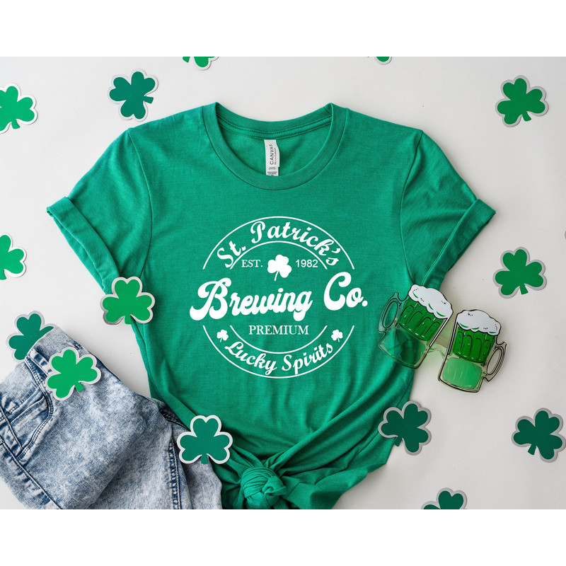 St.Patricks Brewing co.Shirt, Lucky Tshirt, Irish T Shirt, Shamrocks T-Shirt,Family Matching St. Patrick's Day Gift Tee,western lucky shirt.jpg