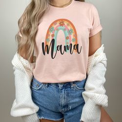 mama t-shirt - mom rainbow flower tee - mothers day gift - grandma gift - pregnancy announcement tee - new mama shirt -