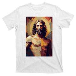 jesus christ stained glass art t-shirt