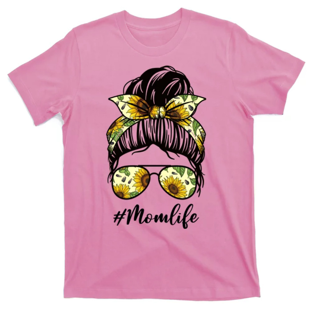 TeeShirtPalace Mom Life Hair Bun Sunflower Cute Gift T-Shirt.jpg
