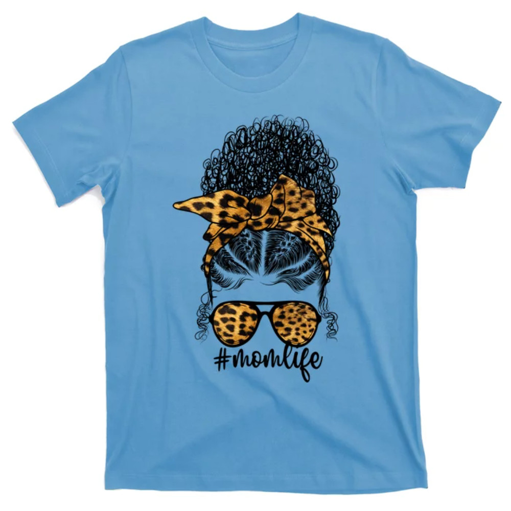 TeeShirtPalace Afro Mom Mothers Day Messy Bun Black Mom Queen Melanin Gift T-Shirt.jpg