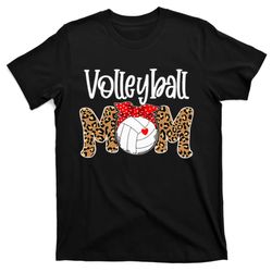 volleyball mom leopard messy bun game day funny mothers day t-shirt