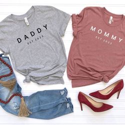 custom mommy and daddy shirt, mothers day tees, fathers day tees, gift for mom dad, newly mommy daddy shirt, mom and dad