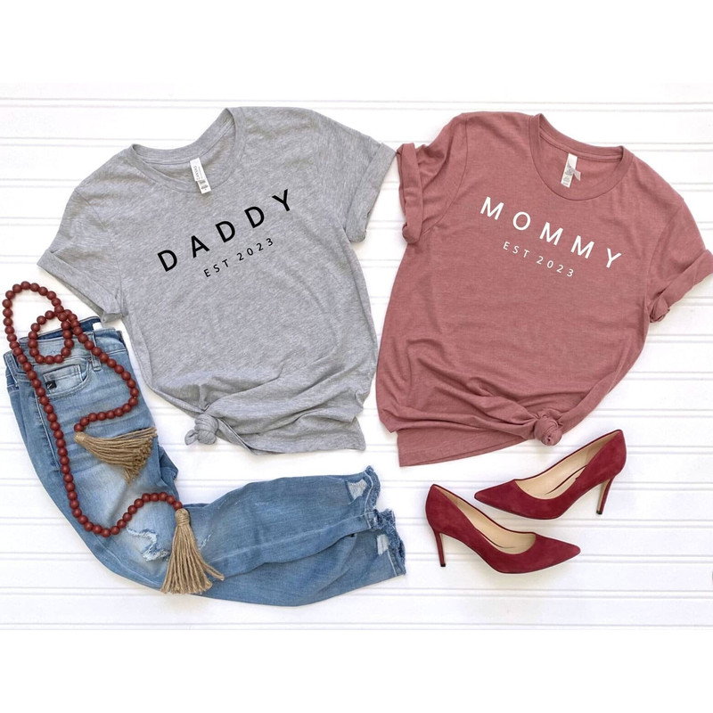 Custom Mommy and Daddy Shirt, Mothers Day Tees, Fathers Day Tees, Gift for Mom Dad, Newly Mommy Daddy Shirt, Mom and Dad Matching Shirts.jpg