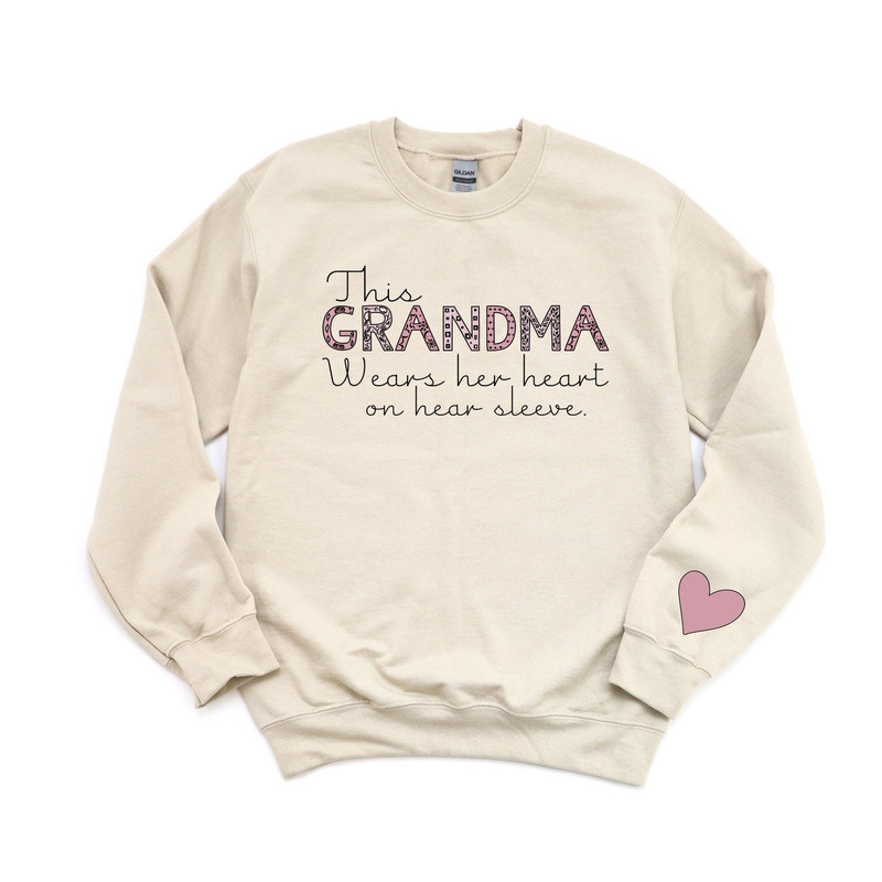 Grandma Heart Sweatshirt, Heart On Her Sleeve Sweatshirt, Gift For Grandma Shirt, Grandma Heart Long Sleeve, Mothers Day Gift, Grandma Shirt.jpg