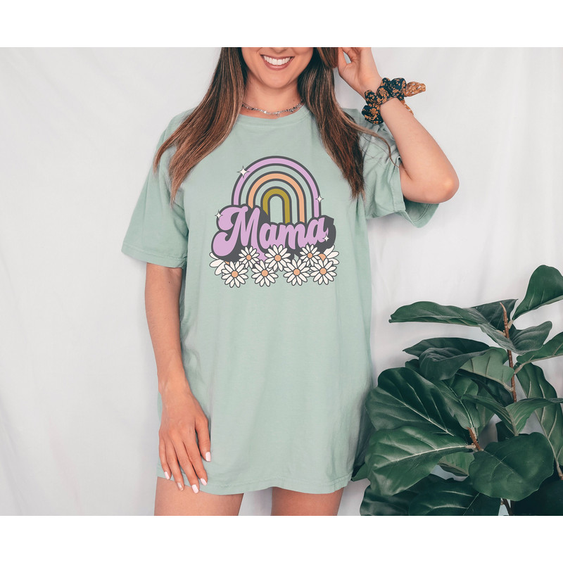Comfort Color Mama Shirt Rainbow Mom Shirt, Mommy Shirt, Mama T-Shirt, Cute Mom Shirt, Mother's Day Gift, Mom Life Shirt, mommy shirt.jpg