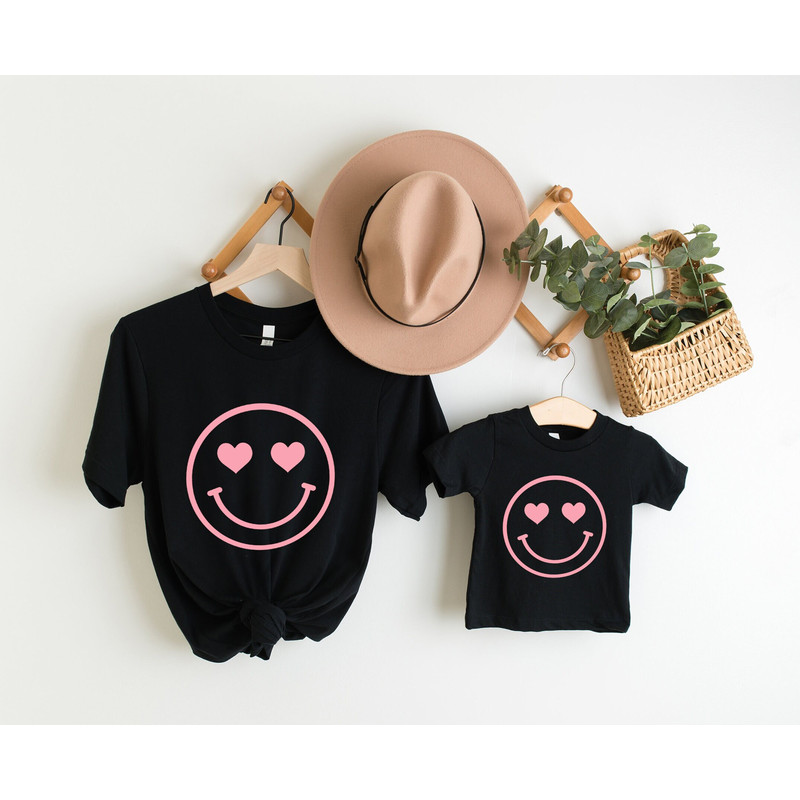 Heart Smiley Face shirt, Mama Baby matching shirt, Mommy and me Besties Shirt, mom shirt, dad, Mom Tshirt, Vintage T shirt.jpg