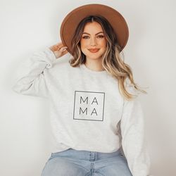 mama square crewneck sweatshirt  mama sweater, baby shower gift, pregnancy reveal shirt, unisex sweatshirt gift for mom,