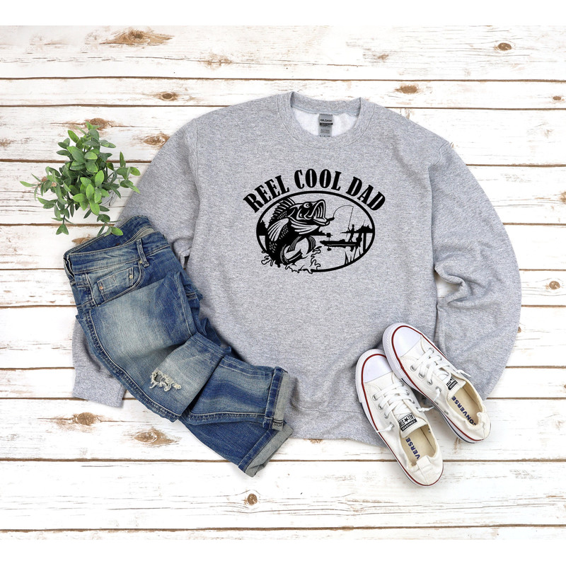 Reel Cool Dad Sweatshirt for Men, Dad Fishing Crewneck, Dad Fishing Birthday Gifts, Dad Tshirts, Dad Fisherman Christmas Gift from Kids Wife.jpg