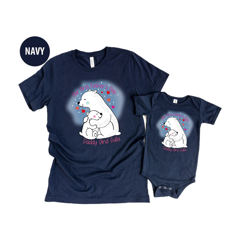First Father's Day Shirts Our First Fathers Day Matching Shirts Set Personalized Name First Fathers Day Father's Day Gift Bear.jpg
