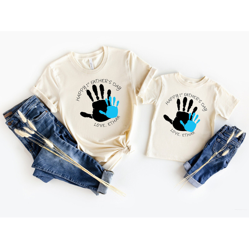 Personalized Our First Father's Day Hands Dad & Baby Set Daddy Baby Gift T-shirt bodysuit romper Baby grow vest Gift set boy girl 1.jpg