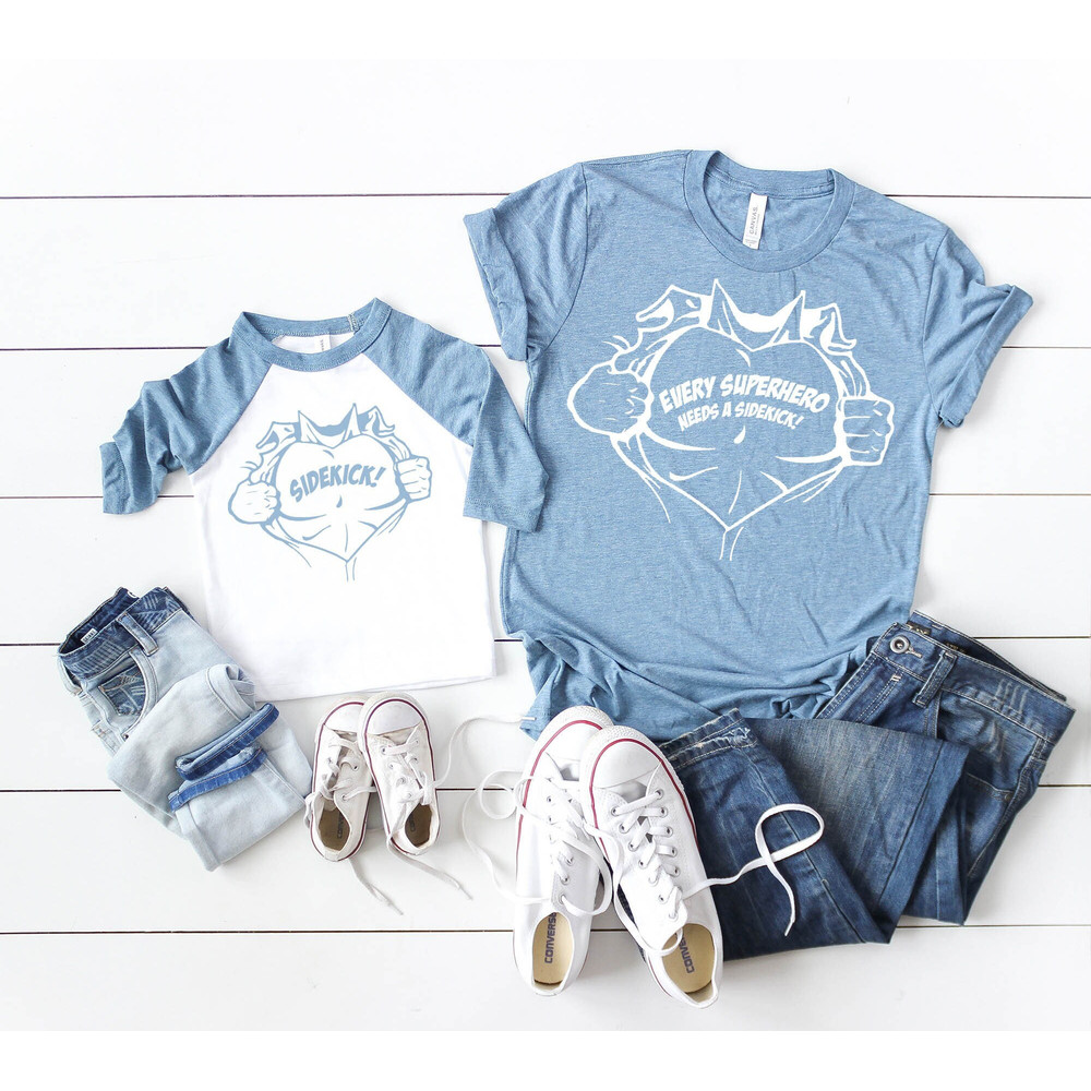 Superhero and Sidekick Shirt for Father and Son, Dad and Kids Matching Shirt For Fathers Day, Family Shirt Gift, Baseball shirt.jpg
