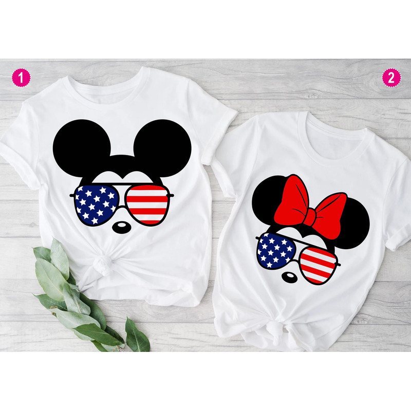 Disney USA Flag Sunglasses, Minnie Sunglasses Shirt, Mickey American Flag Shirt, Disney Shirt, Disneyworld Shirt, 4th of July Shirt.jpg