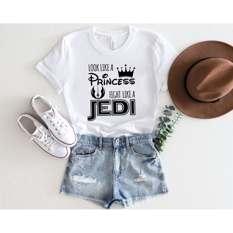 Look Like Princess Fight Like A Jedi Shirt, Disney Princess T-Shirt, Disney Star Wars T-Shirt, Disney Family Shirt, Gift Shirt For Daughter.jpg