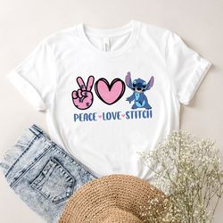 stitch shirt, lilo and stitch shirt, peace love and stitch, disney shirt, graphic tee, bleach shirt, bleached graphic te
