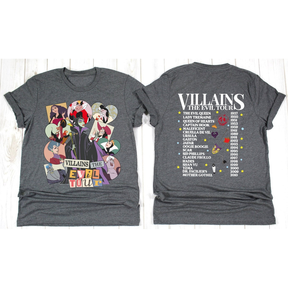 Villains Evil Tour Vintage Disney Shirt, Disney Evil Queens Tee, Retro Disney Villains Characters Concert Music Shirt, Evil Friends Matching.jpg