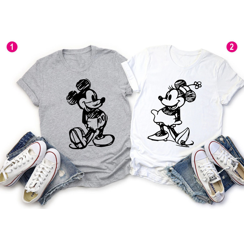 Vintage Mickey and Minnie Shirt, Mickey Sketch, Minnie Sketch, Vintage Mickey Minnie, Disney Family Vacation, Disney Kids shirt, Disneyworld.jpg