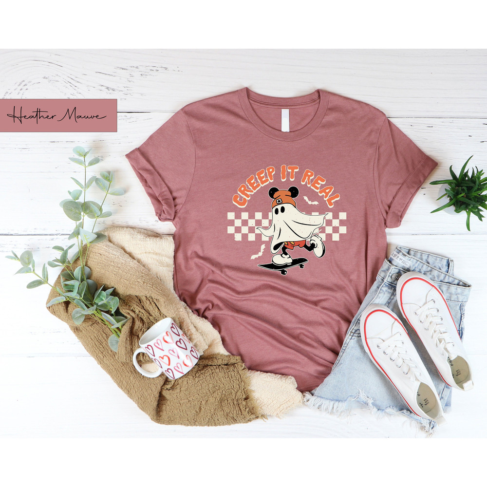 Retro Mickey Ghost Skateboarding Shirt, Creep it Real Shirt, Vintage Disney Ghost Halloween Shirt, Witch Shirt, Retro Fall Shirt, Fall Shirt.jpg