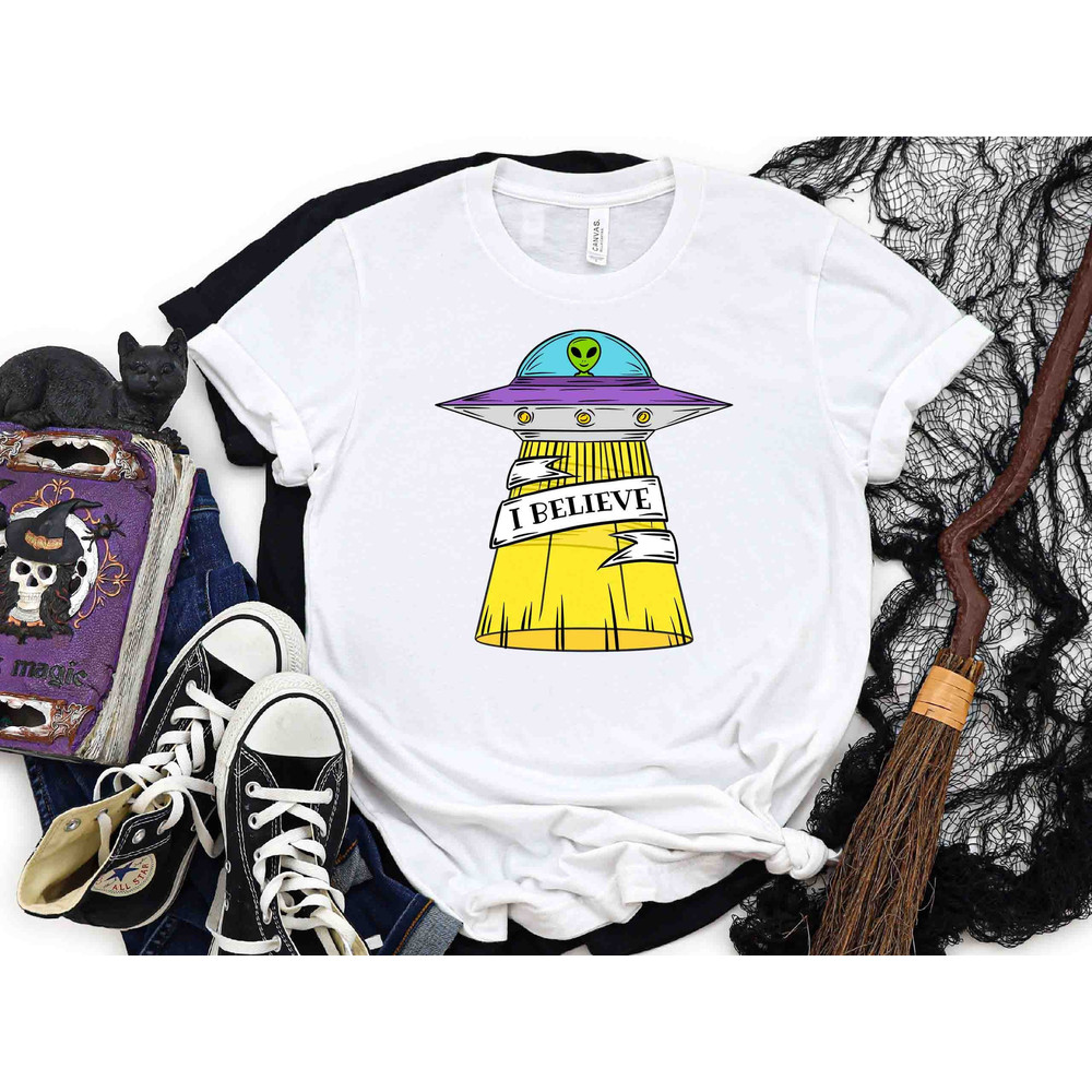 I believe ufo, Alien Gift for Women and Men, Funny UFO Shirt, Alien Abduction Shirt, Halloween shirts, Space Lover Shirt, Space Gift.jpg