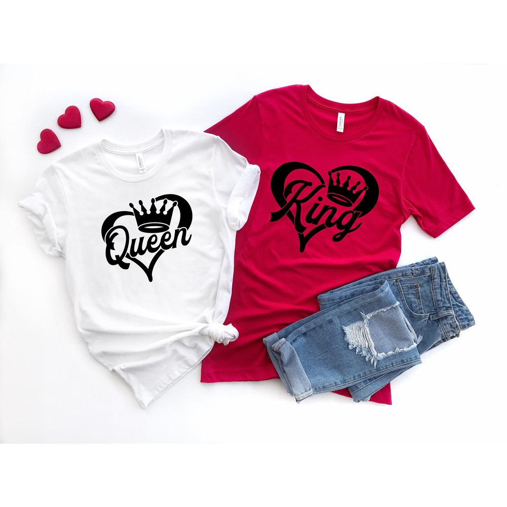 King and Queen Shirt, Valentine Shirt, Couple Shirt, Valentine Days Gift, Valentine Days Shirt, Couple Matching, Love Shirt with Crown.jpg