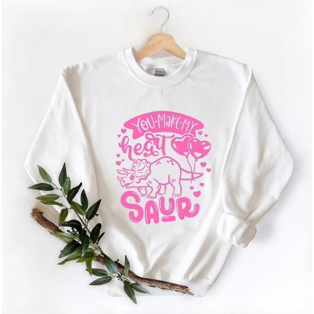 You make my heart saur Valentine's day Dinosaur Shirt, Happy Valentine's Day Shirt, Funny valentines Shirt, kid boy girl baby toddler Gift.jpg