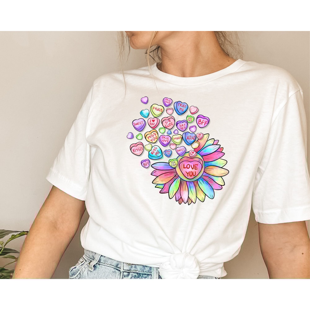 Love You Sunflower Shirt, Valentines Day Shirt, Conversation Hearts Shirt, Valentines Day Shirts for Women, Valentines Day Gift.jpg