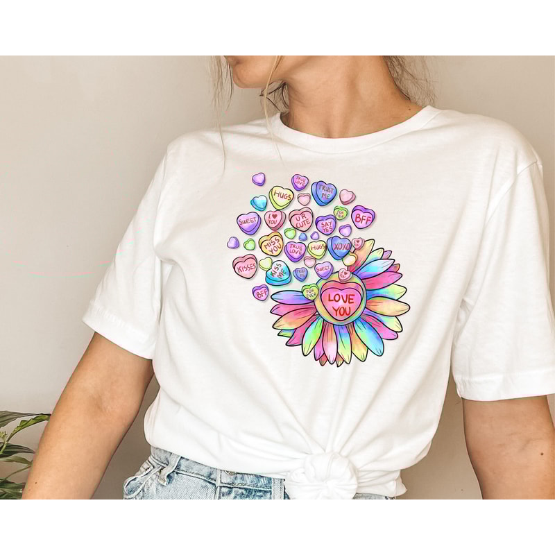 Love You Sunflower Shirt, Valentines Day Shirt, Conversation Hearts Shirt, Valentines Day Shirts for Women, Valentines Day Gift.jpg
