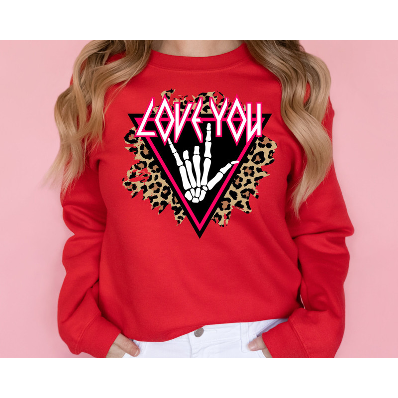 Love You Sweatshirt, Valentines Day Sweatshirt, Rock Band Leopard Print Valentine, Valentines Day Shirts for Women, Valentines Day Gift.jpg