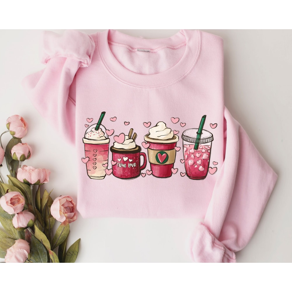 Valentine Coffee Sweatshirt, Women' s Valentines Day Sweatshirt, Womens Valentines Day Sweater, Lovery Sweatshirt, Valentines Sweater.jpg