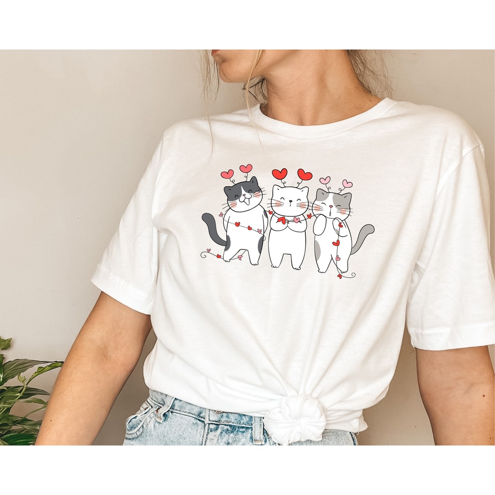 Valentines Cat Shirt, Cat Lover Shirt, Cat Hearts Shirt, Valentines Day Shirts for Women, Valentines Day Gift, Cute Heart Shirt.jpg