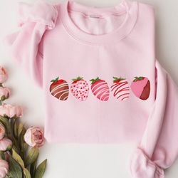 valentines day sweatshirt, strawberry sweater, chocolate covered strawberries sweatshirt, women valentines day sweatshir