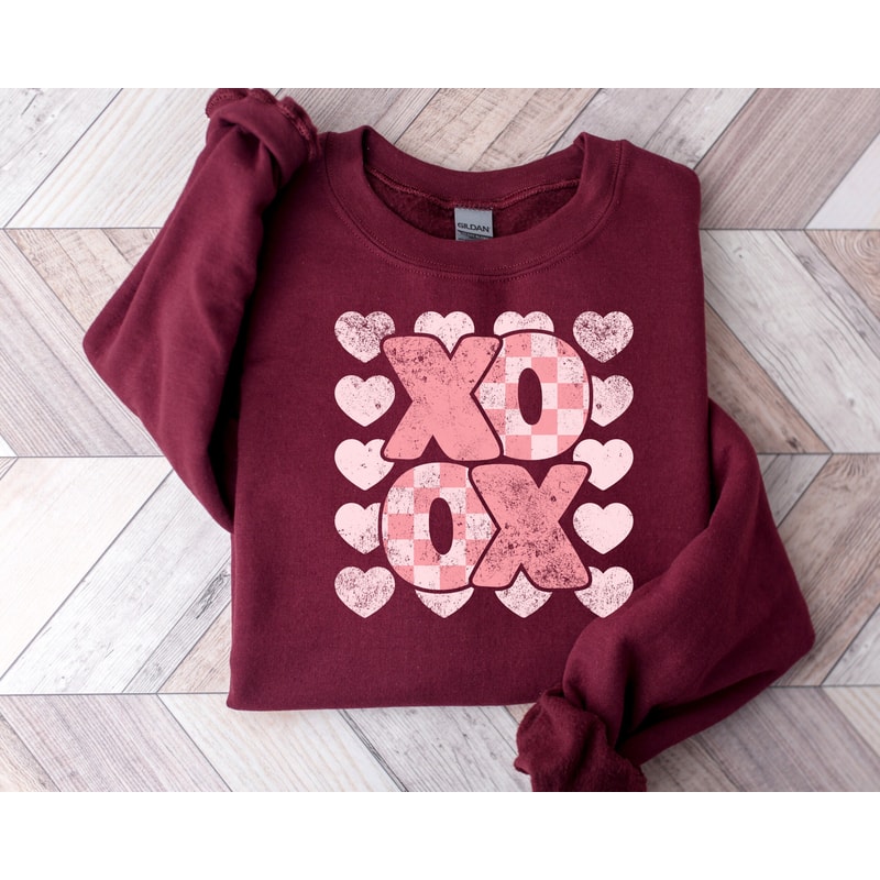 Valentines Day Sweatshirt, Xoxo Sweater, Retro Xoxo Sweatshirt, Women Valentines Day Sweatshirt or Hoodie, Pink Valentines Day,Lover Gift.jpg