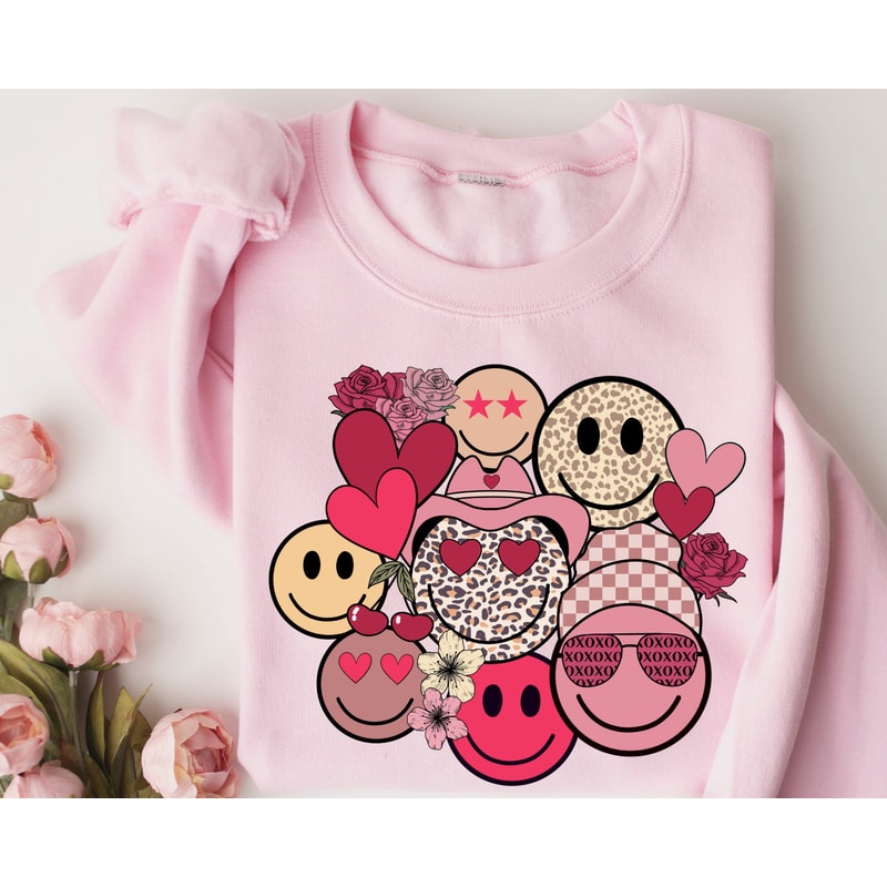 Valentines Day, Valentines Face Happy Sweatshirt, Cute Face Sweater, Valentines Gift, I Love You Hoodie, For Women Gift, Couple Shirt Gift.jpg