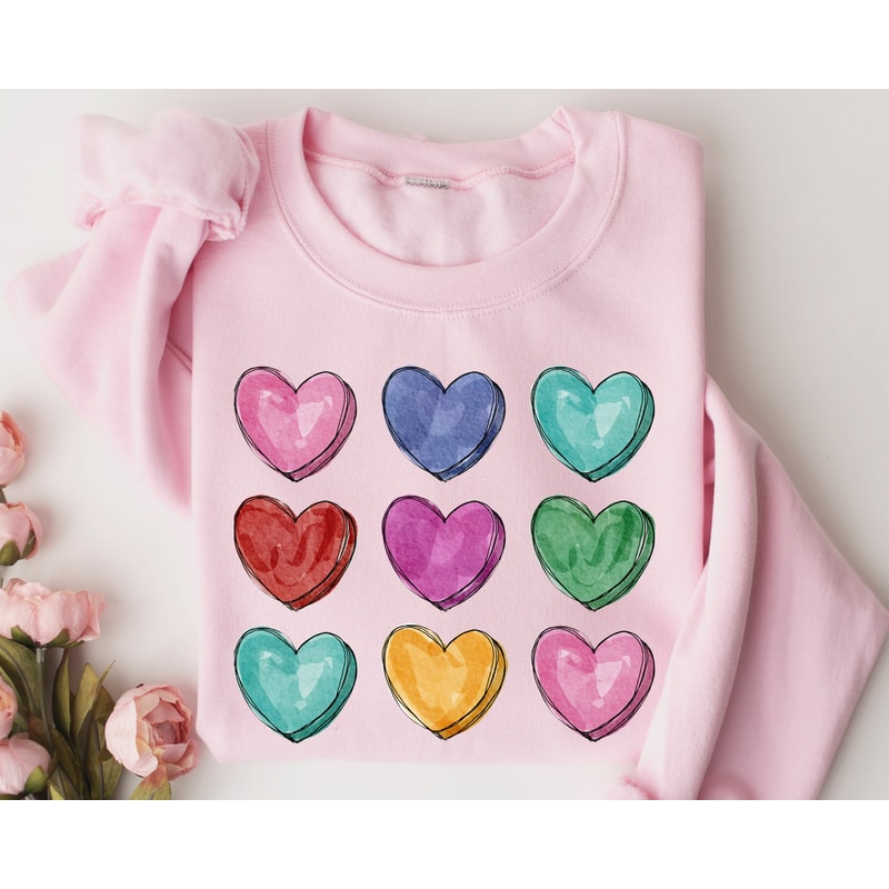 Valentines Watercolor Hearts Sweatshirt, Valentines Day Sweater, Valentines Day Gift, I Love You Hoodie, For Women Gift, Couple Shirt Gift.jpg