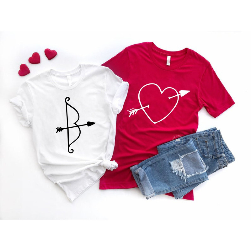 Arrow Heart Couple Shirt, Couple Matching Shirts, Valentines Day Gift, Love Arrow Shirt, Valentines Day Shirt for couple, Funny Couple Tee.jpg