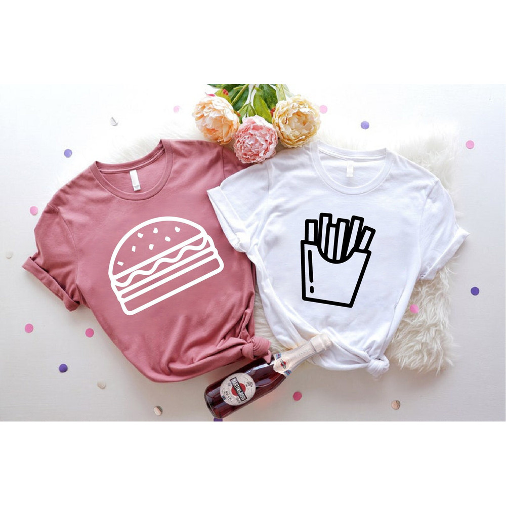 Burger and Fries Matching Shirt, Couple Matching Shirts, Valentines Day Gift for Couple, Funny Valentines Day Shirt, Matching Set for Couple.jpg