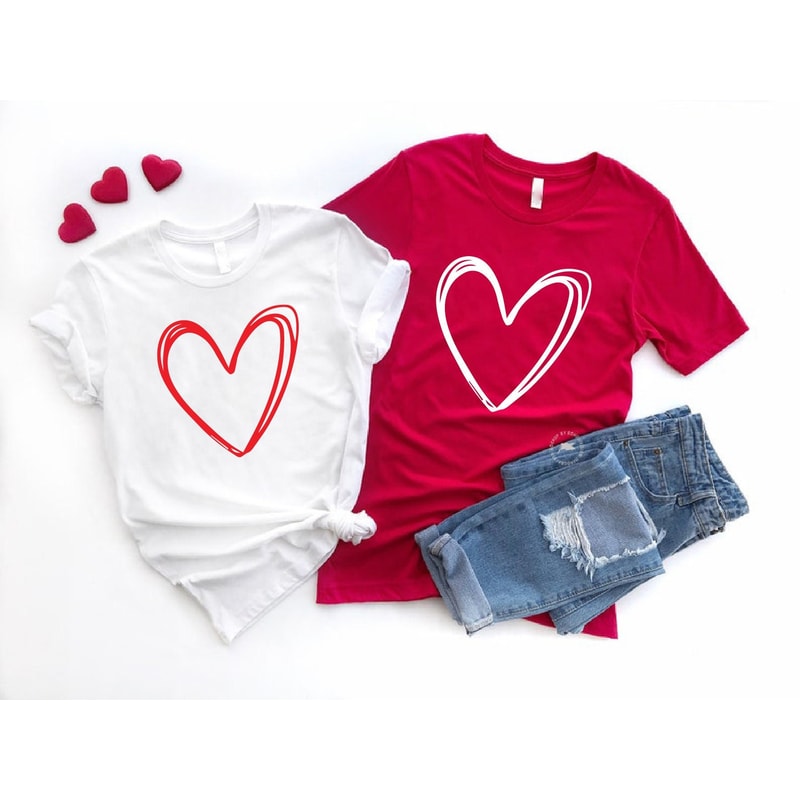 Heart Shirt for Women, Double Heart Shirt, Valentines Day Gift for Girlfriend, Valentines Day Shirt for Women, Heart Valentines Shirt.jpg