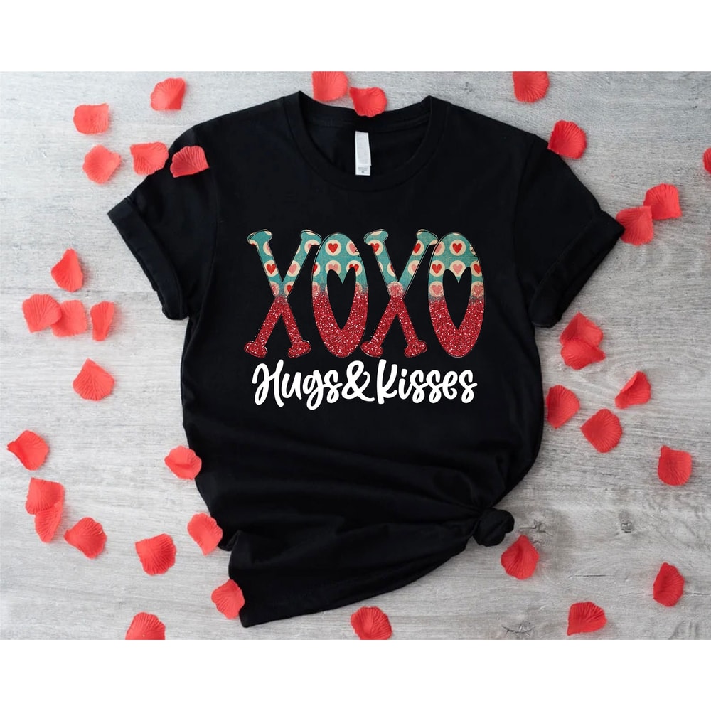 Hugs and Kisses Shirt, XOXO Shirt, Valentines Day Shirt for Women, Valentines Day Gift for Girlfriend, Couple Valentine Shirts, Gift for Her.jpg