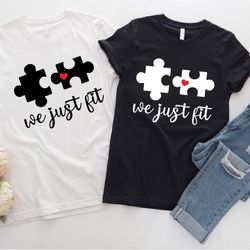 we just fit matching shirt, couple valentine shirt, valentines day gift for couple, matching couple shirts, funny valent