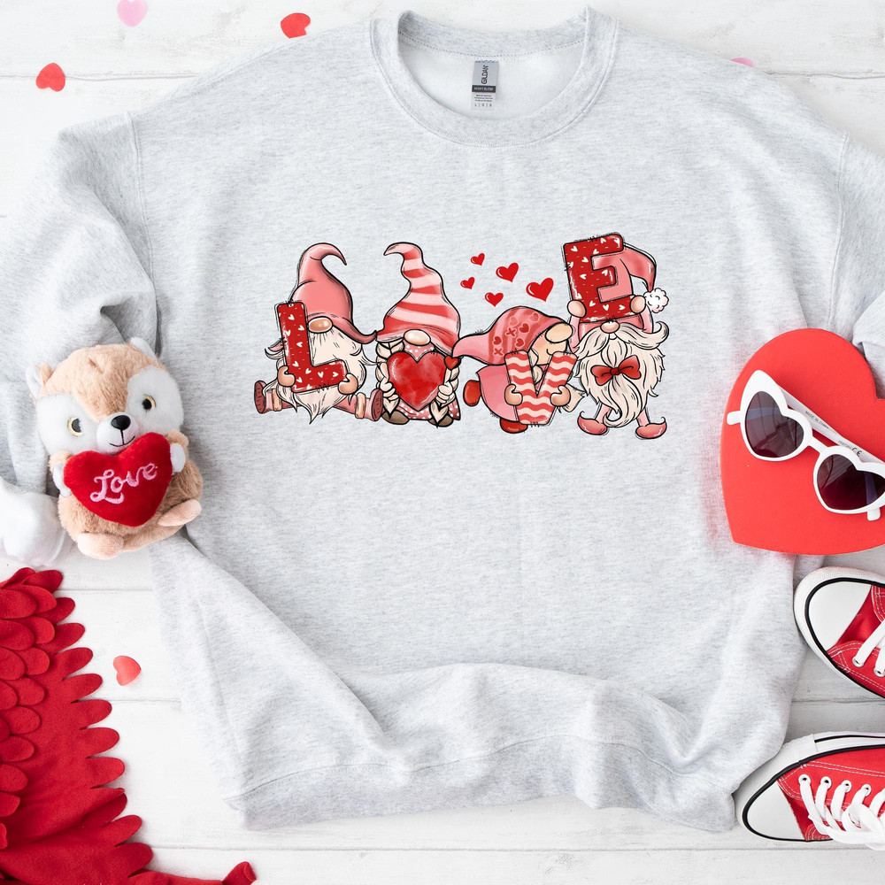 Gnomes Valentine's Day Heart Love Sweatshirts, Gnomes Valentines Shirts, Valentines Day Hoodie, Valentines Day Gift, Valentine Shirts.jpg