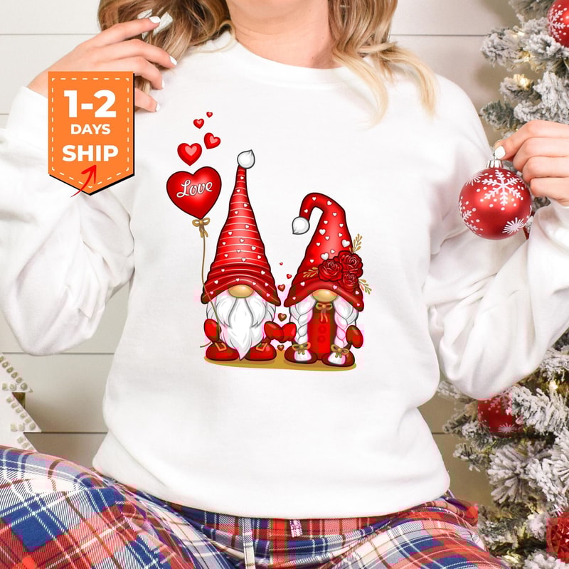 Gnomes Valentine's Day Sweatshirts, Gnomes Valentines Couple Shirts, Valentines Day Hoodie, Valentines Day Gift, Cute Valentine Shirts 1.jpg