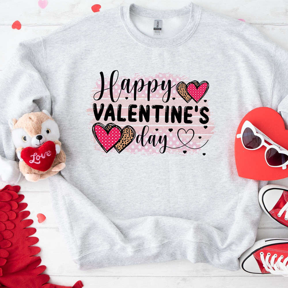 Hearts Happy Valentine's Day T-shirt, Love Sweatshirt, Love Valentines Design Hoodie, Valentines Day Gift, Valentines Couple Shirt.jpg
