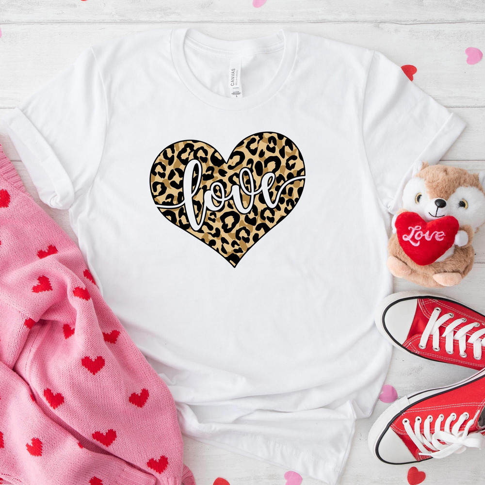 Leopard Print Valentines Day Love Shirt, Valentines Day Shirts For Woman, Heart Sweatshirt, Cute Valentine Shirt, Valentines Day Hoodies 1.jpg