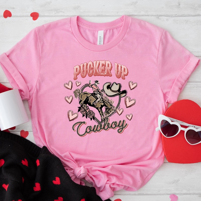 Pucker Up Covboy Valentines Day Sweatshirt, Valentines Day Shirts For Her, Kiss Sweatshirt, Cute Valentine Shirt, Valentines Day Hoodies.jpg