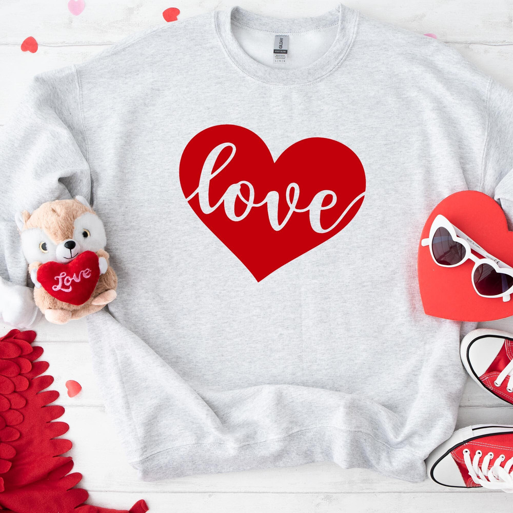 Valentine's Day Love Heart Shirt, Valentines Love Shirt, Heart Sweatshirt, Love Shirt, Valentines Gift for Her, Red Heart Hoodie.jpg