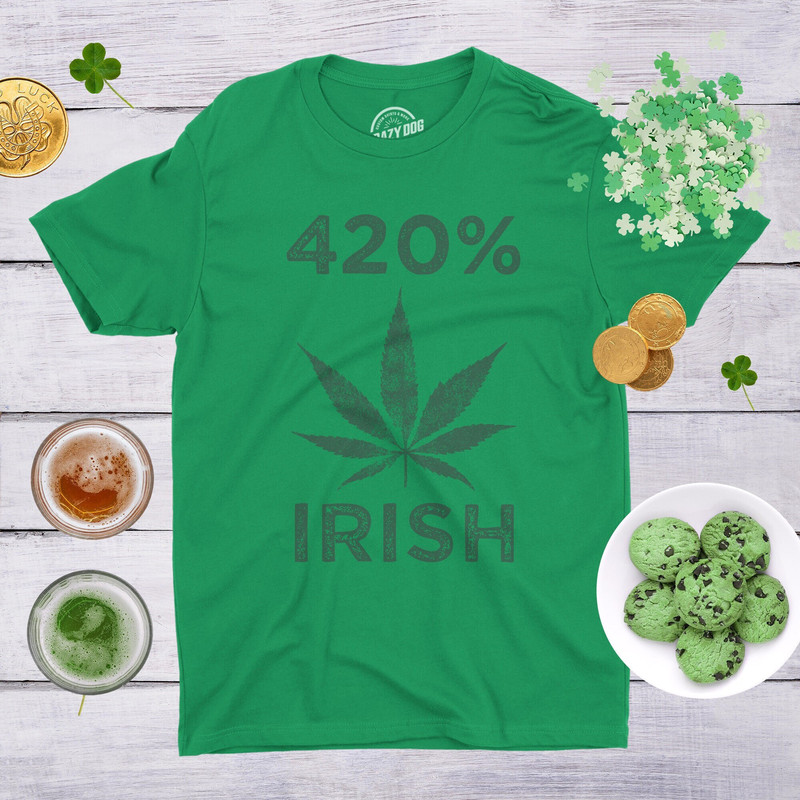 420 IRISH, Drunk Irish Weed Top Men, Irish Drinking Party Shirt, St. Patricks Day Shirts, Funny Irish Cannabis Shirts, Joke Weed Shirts.jpg