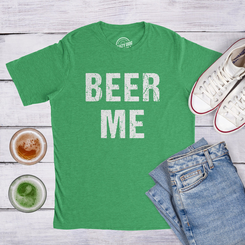 Beer Me, St Patricks Men's Shirt, Shamrock Shirt, Lucky Green Irish shirt, Luck Of The Irish, Clover Shirt, Funny Shirts, Drinking Shirt.jpg