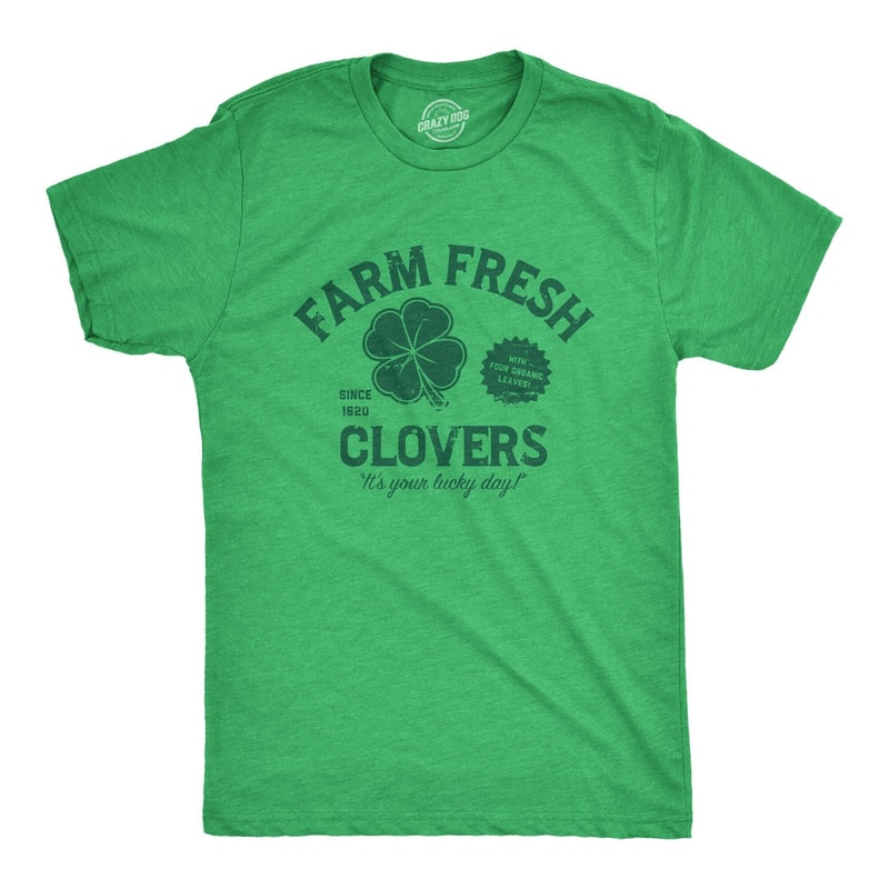 Farm Fresh Clovers Shirt, It's Your Lucky Day, St Patricks Day Shirt, Lucky Green Irish Shirt, Funny Shirts, Farm Shirt, Cute Shamrock Shirt.jpg